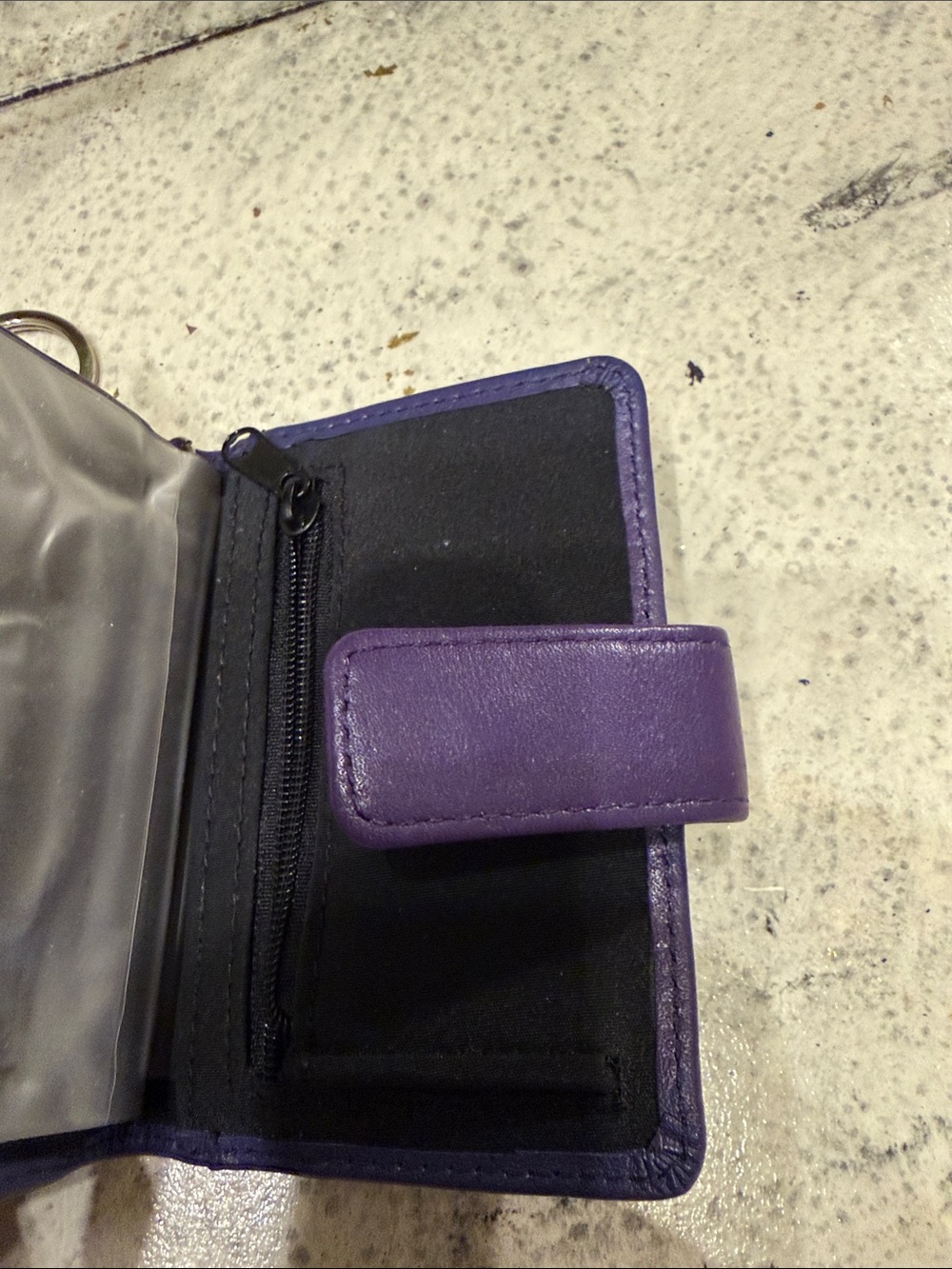 Fossil Purple Leather Card Wallet with Keychain - Picture 6 of 6